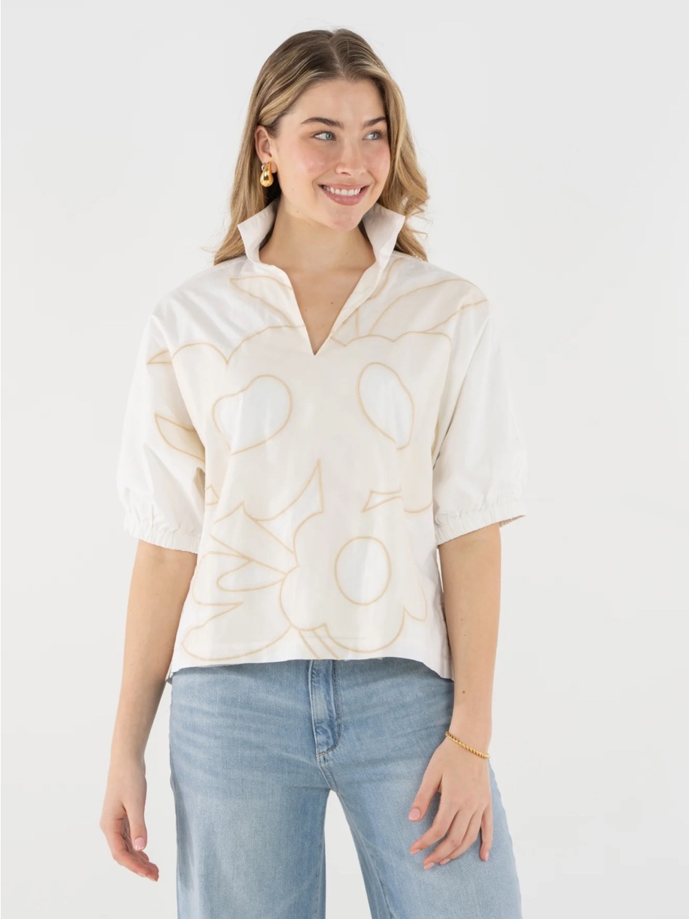 Emily McCarthy Poppy Top in Beige Bloom - NWT!